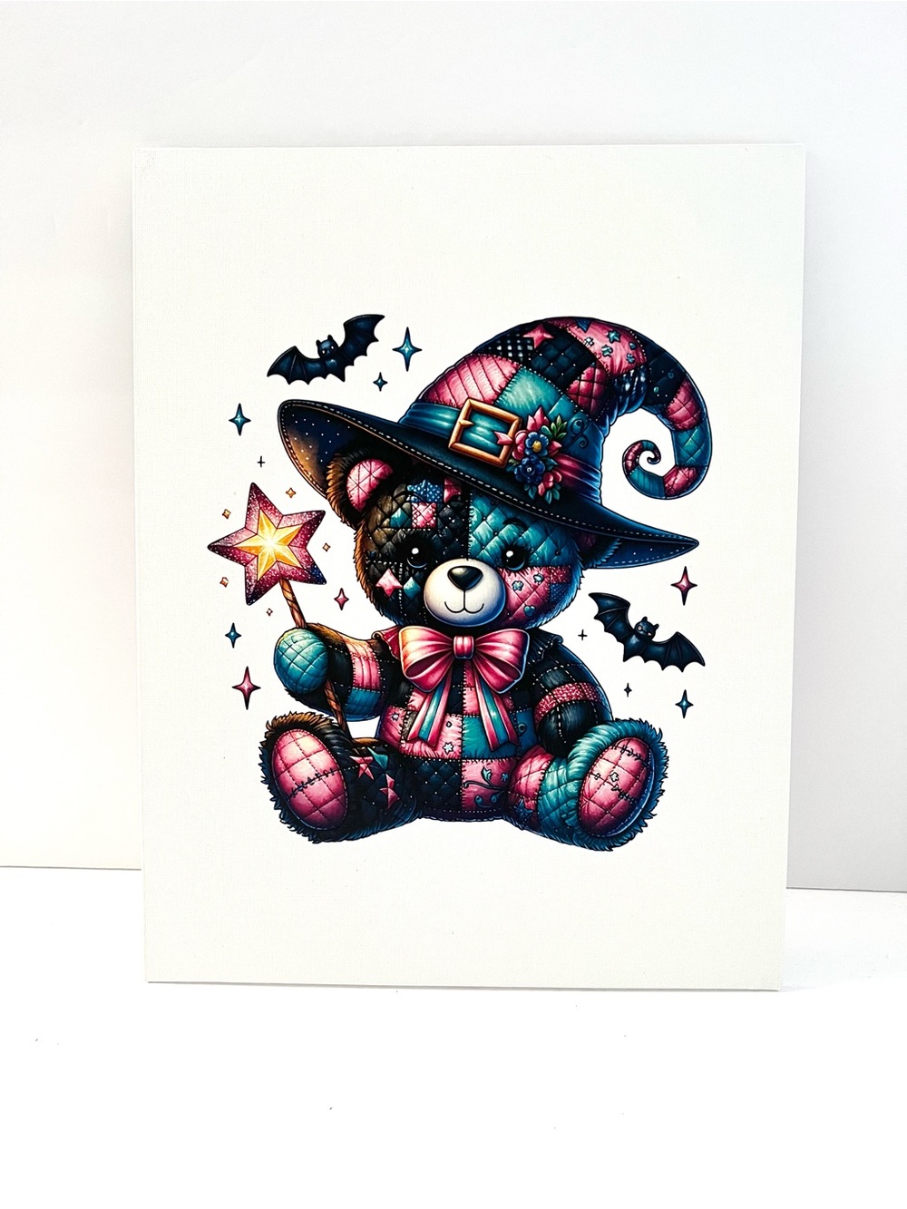 Halloween Witch Bear Canvas Art 11x14